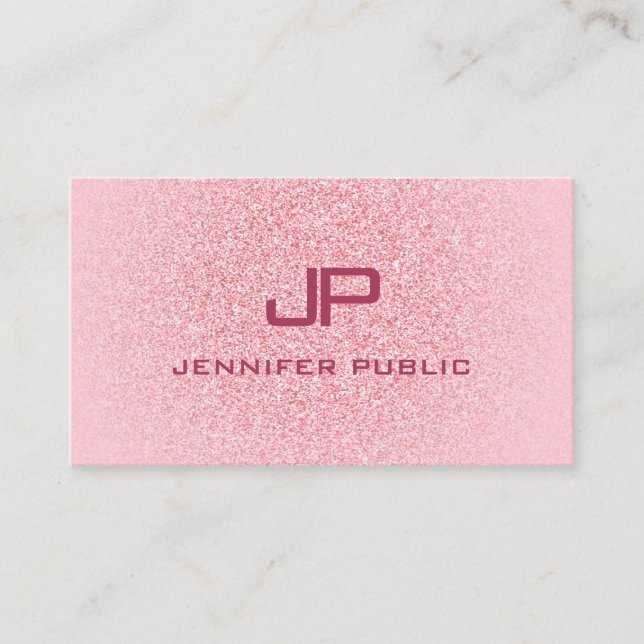 Carte De Visite Personnalisé tendance moderne élégant rose rose Or (Devant)