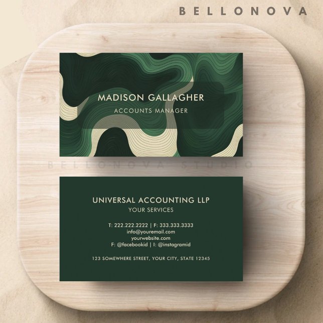 Carte De Visite Personnalisé Vert foncé esthétique Professionnel (Custom Dark Green Aesthetic Professional Business Card)