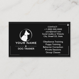 Carte de visite personnalisée noir pour dresseur d