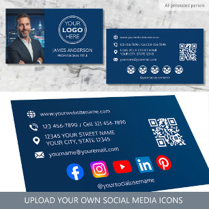 Carte de visite personnalisée Photo Logo Réseaux s