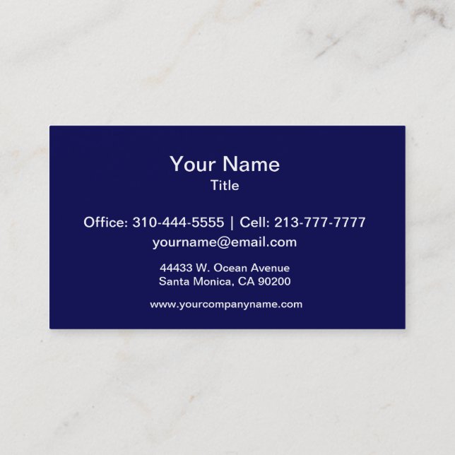 Carte De Visite Personnaliser bleu bleu couleur solide marine (Dos)
