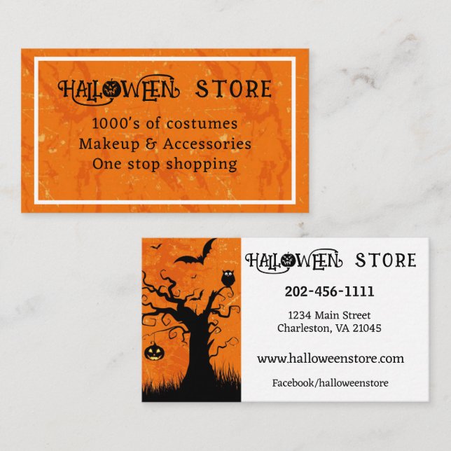 Carte De Visite Personnaliser Boutique Costume magasin Halloween (Devant / Derrière)