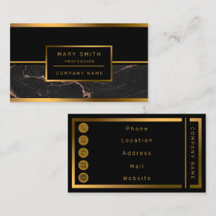 Carte De Visite Personnaliser en marbre rose noir tendance de luxe