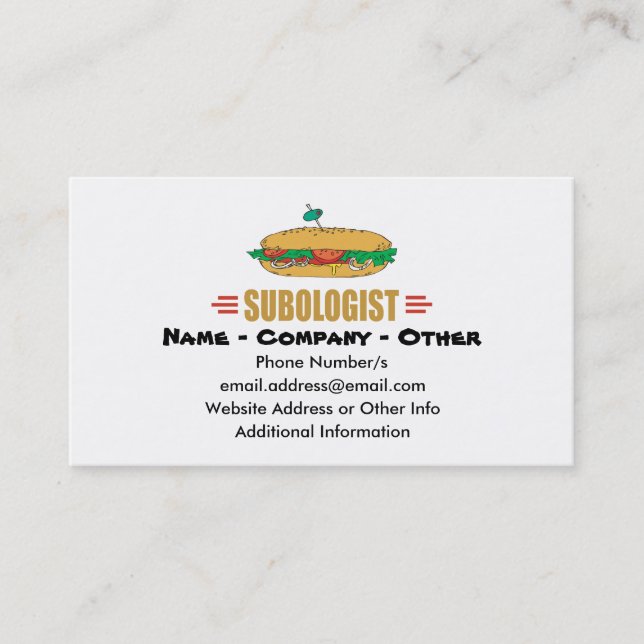 Carte De Visite Personnaliser les sandwiches secondaires (Devant)