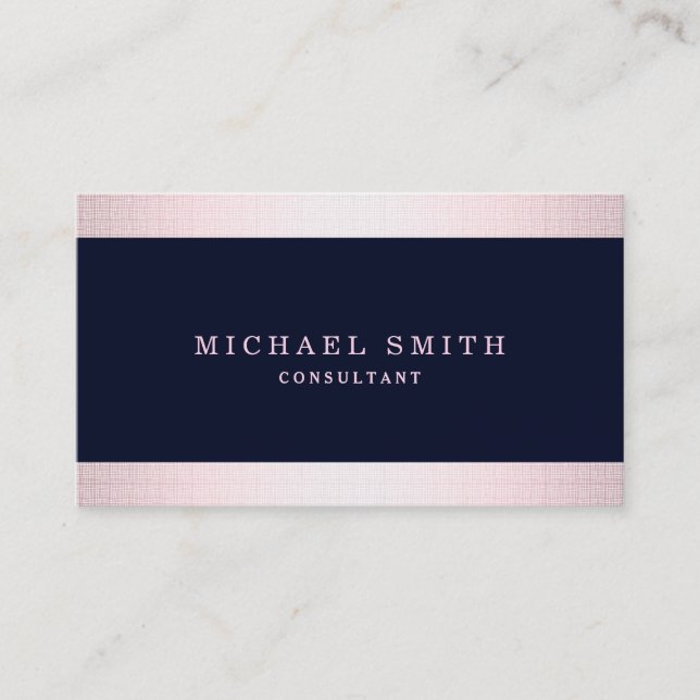 Carte De Visite Personnaliser Marine Blue Gold Striped Moderne Des (Devant)