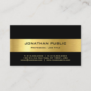 Carte De Visite Personnaliser Moderne Élégant Noir Et Or Simple