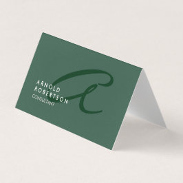 Carte De Visite Personnaliser Monogramme gris clair vert tendance