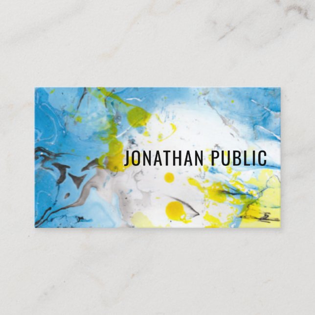 Carte De Visite Personnaliser professionnel tendance bleu jaune mo (Devant)