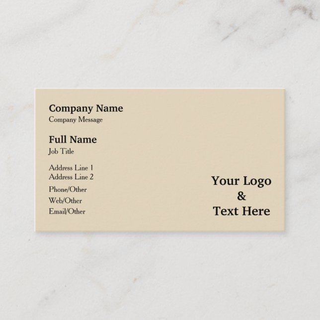 Carte De Visite Personnaliser votre propre logo et votre propre te (Devant)