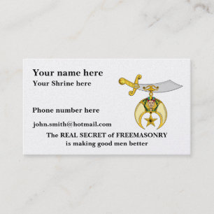 CARTE DE VISITE PERSONNALISEZ L'EMBLÈME DE SHRINERS