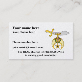 CARTE DE VISITE PERSONNALISEZ L'EMBLÈME DE SHRINERS