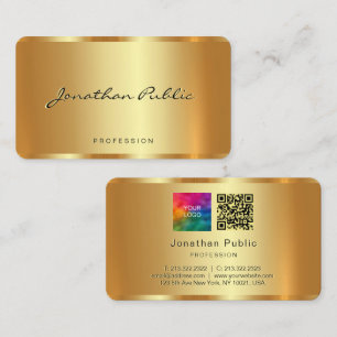 Carte De Visite Personnalisez votre Logo Texte Code QR Gold Modèle