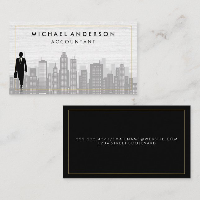 Carte De Visite Personne d'affaires | Ville (Devant / Derrière)