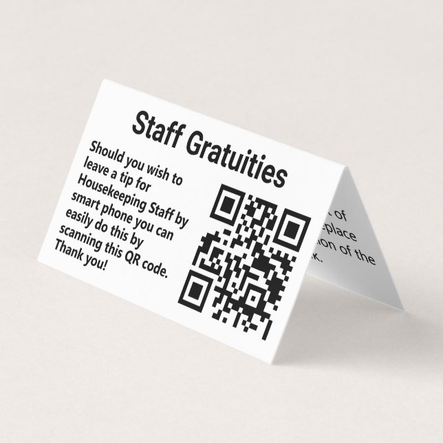 Carte De Visite Personnel de l'hôtel Gratuités QR Code plié (Devant)