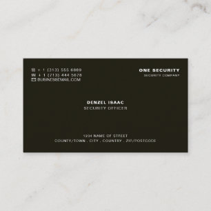 Carte De Visite Personnel de sécurité professionnel et élégant