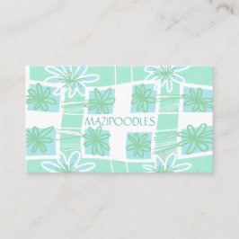 Carte De Visite Personnelle Creative Floral Check Spearmint Turquo
