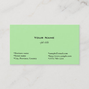 carte de visite personnelle vert clair
