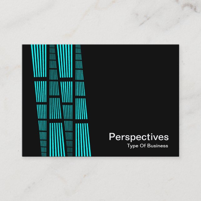 Carte De Visite Perspectives v2 - Cyan et blanc sur noir (Devant)