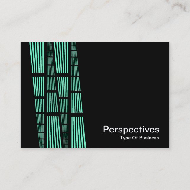 Carte De Visite Perspectives v2 - Turquoise et blanc sur noir (Devant)