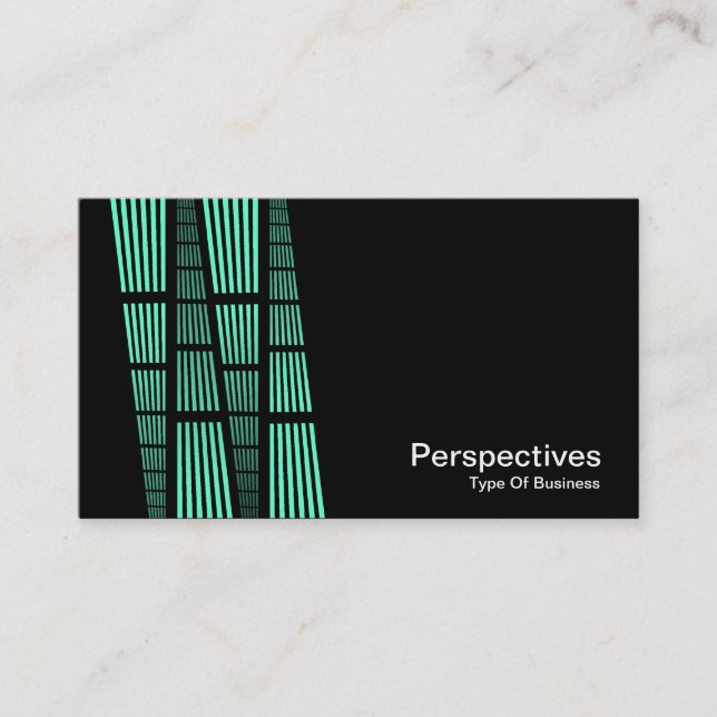Carte De Visite Perspectives v2 - Turquoise et blanc sur noir (Devant)
