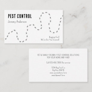 Carte De Visite Pest Control Ants Bugs Moderne Minimale Noir Blanc