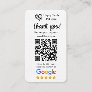 Carte De Visite Pet Care Google Review Request Card avec code QR