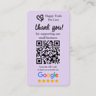 Carte De Visite Pet Care Google Review Request Card avec code QR