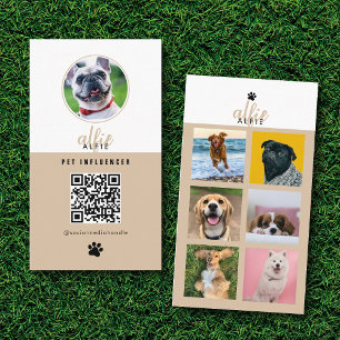 Carte De Visite Pet Dog 6 Photo Feed Grid Social Media QR Code
