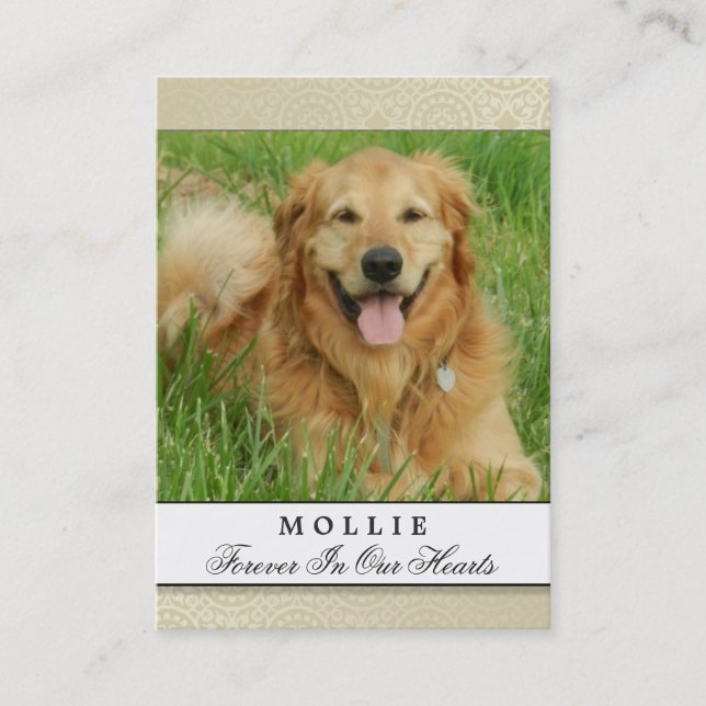 Carte De Visite Pet Memorial Card Creme - Poème contenté (Devant)