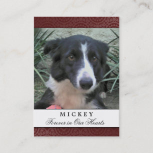 Carte De Visite Pet Memorial Card Maroon Photo - Poème contenté