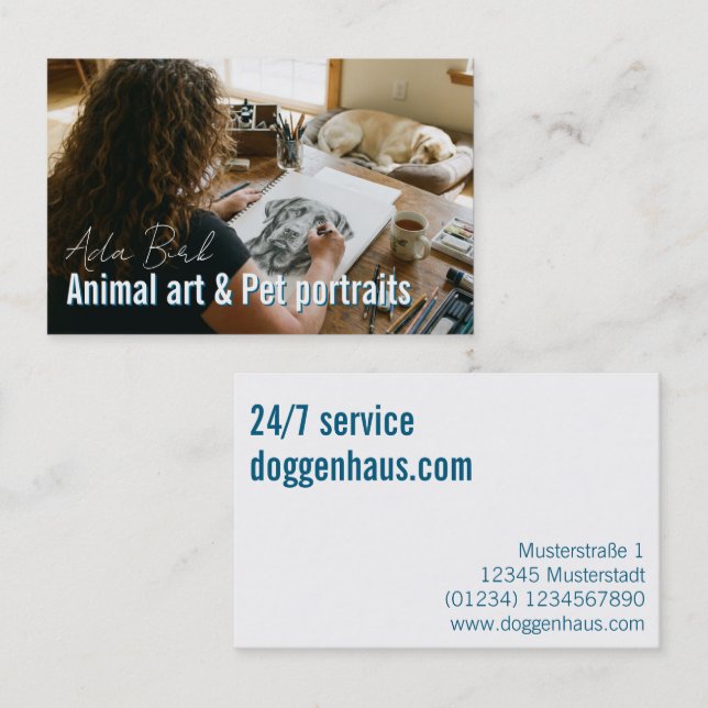Carte De Visite Pet Portraits Service  (Devant / Derrière)