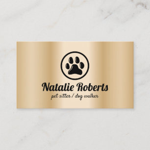 Carte De Visite Pet Sitter Chien Walker Paw Logo Or moderne