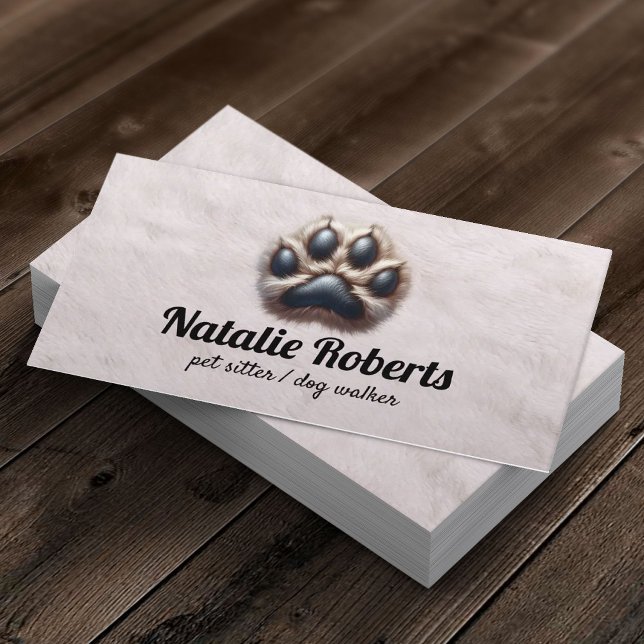 Carte De Visite Pet Sitter mignonne Furry Empreinte de patte Chien (Créateur téléchargé)