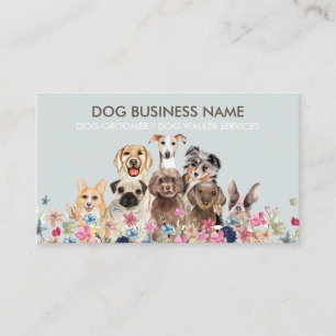 Carte De Visite Pet Sitter Walker dog petcare blue brown pastel