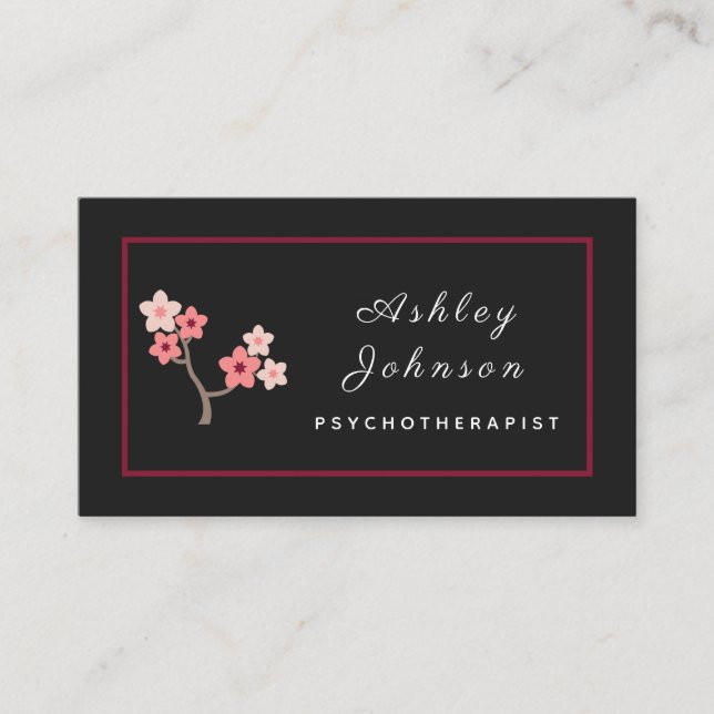 Carte De Visite Pétales de fleurs Sakura Blossom Psychothérapeute  (Devant)