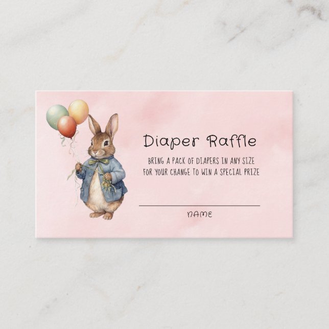 Carte De Visite Peter Rabbit Aquarelle Bébé Fille Déchets Raffle (Devant)