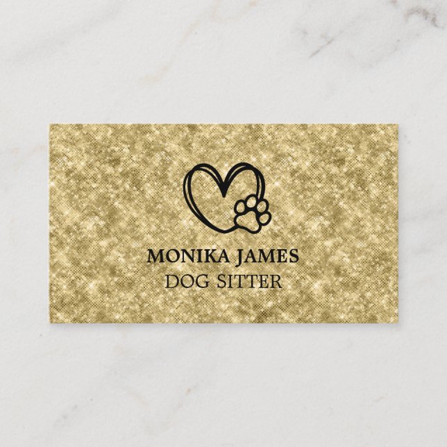 Carte De Visite Petit animal assis Coeur Chien Paws Logo Parties s (Devant)