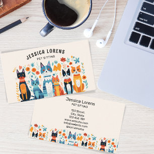 Carte De Visite Petit Animal assis, Joyeux Chat assis, Vétérinaire