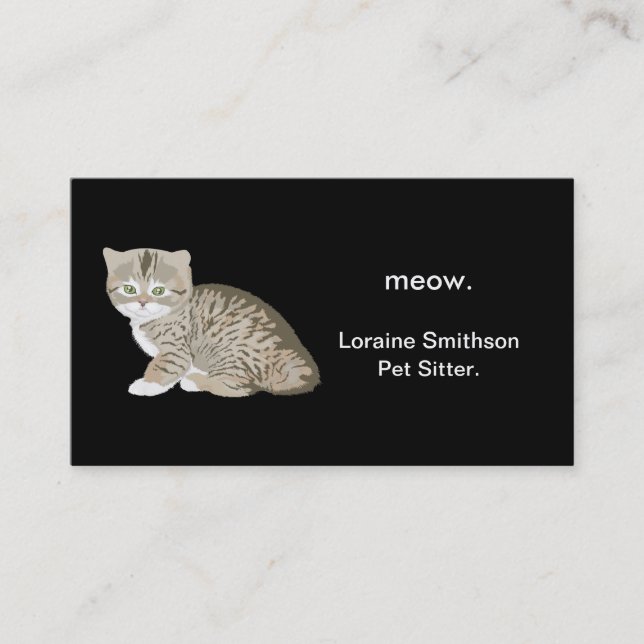 Carte De Visite Petit chat adorable Animaux de compagnie Sitter ou (Devant)