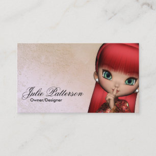 Carte De Visite Petit Cheveux Rouge Asiatique Fille Imaginaire Car