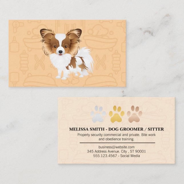 Carte De Visite Petit Chien Fluffeux | Protection des animaux (Devant / Derrière)