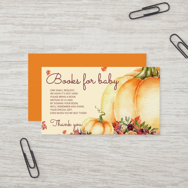 Carte De Visite Petit citrouille, chute laisse baby shower (Devant/Arrière en situation)