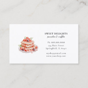 Carte De Visite Petit déjeuner gaufres d'aquarelle Boulangerie