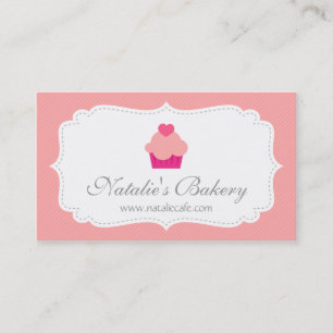 Carte De Visite Petit gâteau élégant, moderne, rose, boulangerie