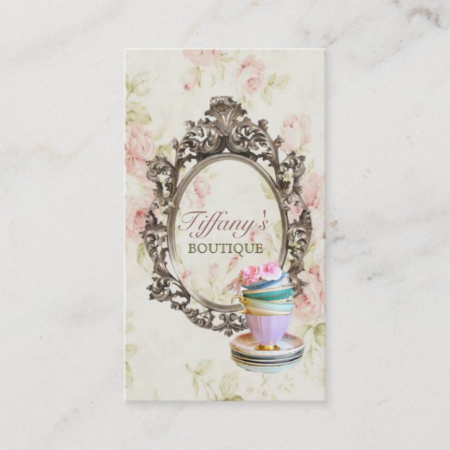Carte De Visite petit gâteau floral de boulangerie de victorian (Devant)