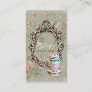 Carte De Visite petit gâteau floral de boulangerie de victorian