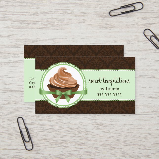 Carte De Visite Petit gâteau gastronome dans la boulangerie en bon (Devant/Arrière en situation)