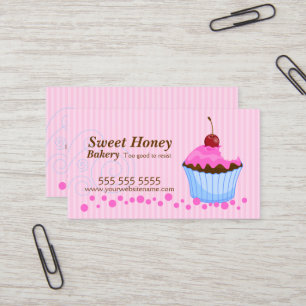 Carte De Visite Petit gâteau rose mignon avec la cerise