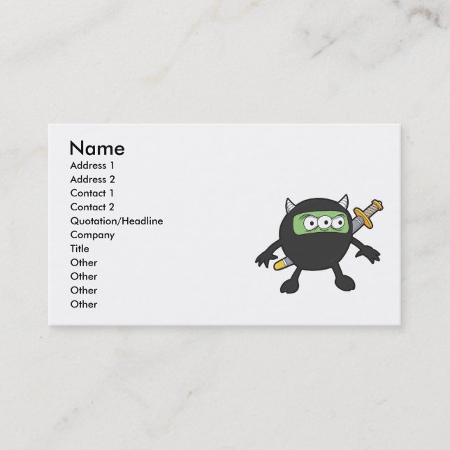 Carte De Visite petit monstre ninja (Devant)