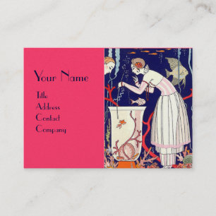 Carte De Visite PETIT POISSON ÉTONNANT, DÉCO BEAUTÉ MODE Rose Bleu